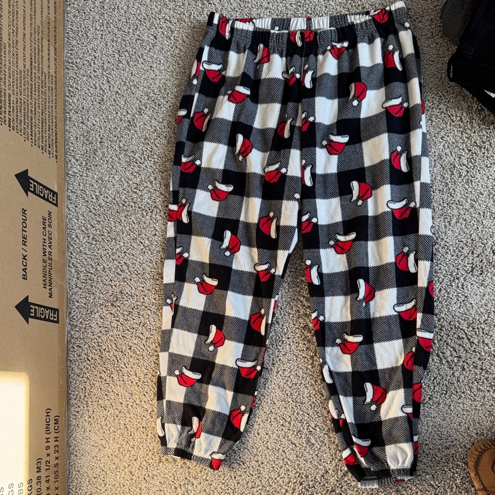 Plaid PJ Bottoms with Santa hats